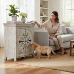 Hand-Carved Mango Wood Bedside Cabinet For Bedroom Storage - Image 5