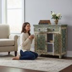 Mango Wood Mandala Painted Indian Cabinet For Storage Solution - Image 4
