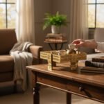 Mango Wood Chakki Coffee Table With Brass Detailing - Image 7