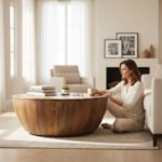 Mango Wood Indian Boho Drum Coffee Table With Natural Finish - Image 7
