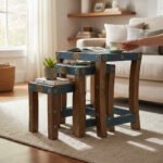 Handcrafted Rustic Nesting Table Set for Cozy Living Room Décor - Image 5