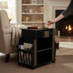 Mango Wood Boho Accent Side Table With Brass Detailing - Image 5