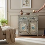 Mango Wood Indian Mandala Painted Compact Cabinet For Storage - Image 2