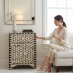 Mango Wood Bone Inlay Bedside Table For Living Area Decor - Image 12