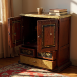 Mango Wood Sideboard Cabinet With Brass Detailing For Storage Solution - Image 3