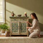 Mango Wood Mandala Painted Indian Cabinet For Storage Solution