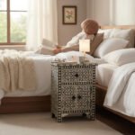 Bone Inlay 1 Drawer And 1 Shelf Bedside Table For Living Area Decor - Image 6