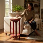 Mango Wood Hand-Painted Sofa Side Boho Accent Table For Living Room Decor - Image 3