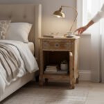 Hand-Painted Mango Wood Bedside Table For Bedroom Storage - Image 16