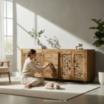 Mango Wood Hand-Carved Sideboard For Storage Solution - Image 10