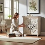 Hand-Carved Mango Wood Bedside Cabinet For Bedroom Storage - Image 8