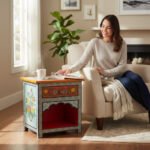 Mango Wood Painted Bedside Cabinet For Storage Solution - Image 3