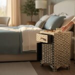 Mango Wood Bone Inlay Bedside Table For Living Area Decor - Image 14
