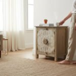 Hand-Painted Mango Wood Bedside Cabinet For Bedroom Storage - Image 11