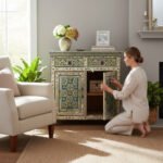 Mango Wood Mandala Painted Indian Cabinet For Storage Solution - Image 5