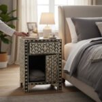 Mango Wood Bone Inlay Bedside Table For Living Area Decor - Image 13