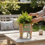 Mango Wood Indian Chakki Planter Table For Living Area Decor - Image 8