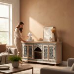 Mango Wood Four Door Sideboard With Charcoal Finish - Image 7