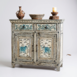 Mango Wood Indian Mandala Painted Compact Cabinet For Storage - Image 6