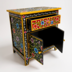 Mango Wood Painted Bedside Table For Storage Solution - Image 8