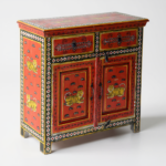 Mango Wood Ethnic Boho Painted Cabinet For Living Area Decor - Image 6