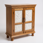 Mango Wood Hand-Carved Cabinet For Utility Storage - Image 4