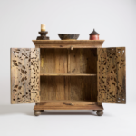 Mango Wood Hand-Carved Sideboard Cabinet For Storage - Image 7