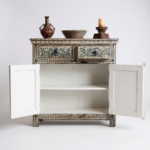 Mango Wood Indian Mandala Painted Compact Cabinet For Storage - Image 4