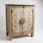 Hand-Painted Mango Wood Bedside Cabinet For Bedroom Storage - Image 18