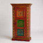 Hand-Painted Mango Wood Bedroom Storage Cabinet – Boho Accent Cupboard for Clothes, Linens & Home Decor