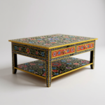 Hand-Painted Mango Wood Indian Coffee Table With Storage - Image 5