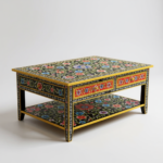 Hand-Painted Mango Wood Indian Coffee Table With Storage - Image 3