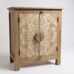 Hand-Painted Mango Wood Bedside Cabinet For Bedroom Storage - Image 16