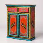 Painted Mango Wood Bedside Table: Boho Farmhouse Cabinet