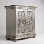 Mango Wood Hand-Carved Sideboard Cabinet With Grey Finish - Image 6