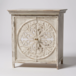 Hand-Carved Mango Wood Bedside Cabinet For Bedroom Storage - Image 10