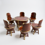 Mango Wood Dark Brown Coffee Table Set With Brass Detailing - Image 14