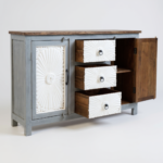 Mango Wood Indian Grey Drawer Sideboard For Storage Solution - Image 6