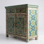 Mango Wood Mandala Painted Indian Cabinet For Storage Solution - Image 8