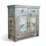 Mango Wood Indian Mandala Painted Compact Cabinet For Storage - Image 5
