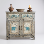Mango Wood Indian Mandala Painted Compact Cabinet For Storage - Image 7