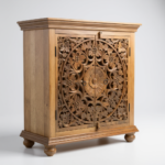 Mango Wood Hand-Carved Sideboard Cabinet For Storage - Image 6