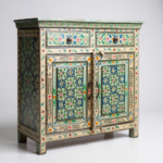 Mango Wood Mandala Painted Indian Cabinet For Storage Solution - Image 7