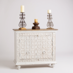 Mango Wood Carved Indian Cabinet With One Storage Shelf - Image 6