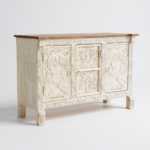 Mango Wood Hand-Carved Sideboard With White Finish - Image 10